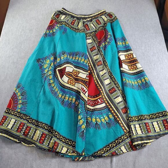 Mix Nouveau Skirt Womens Medium Green Polyester Dashiki Print Maxi Elastic Waist - Picture 1 of 10